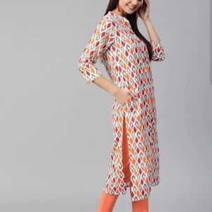 🧵 NWOT  Indian Ikat Cotton Kurti 🌿 Handloom Style • Comfy & Chic Look